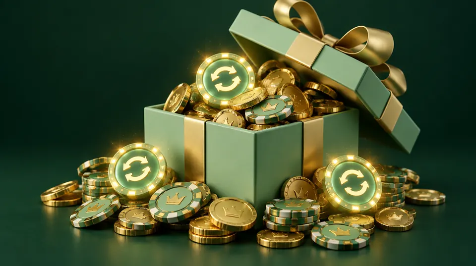 Slot Worm bonus – presentask med casinomarker och mynt